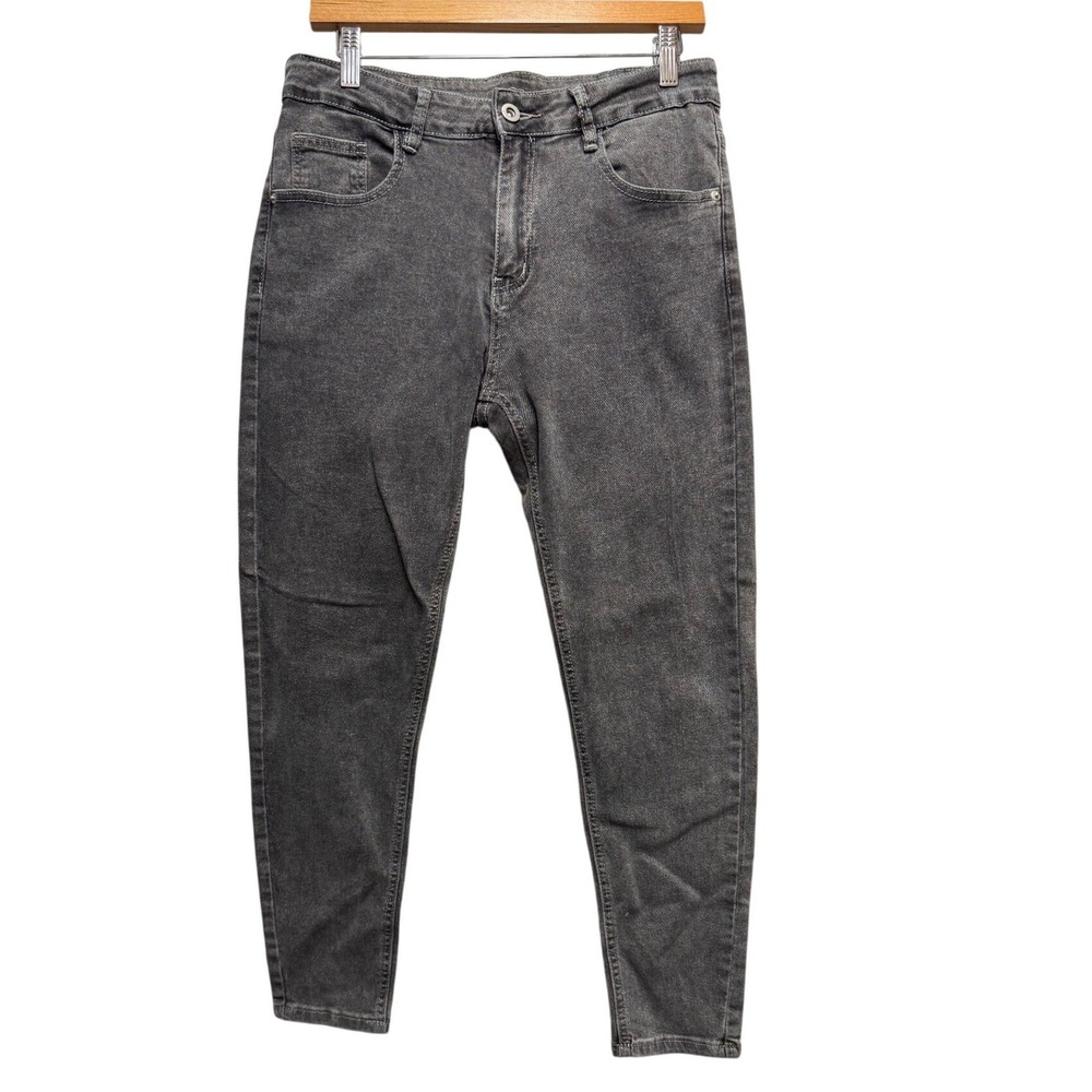 Manfinity Jeans Mens 30 Grey Streetwear  Slim Tapered Acid Wash Denim Pants